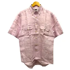 レコパン LES COPAINS シャツ カジュアルシャツ リネン ボタンダウン チェック柄 半袖 41 ピンクのサムネイル