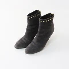 ペリーコ PELLICO スタッズショートブーツ 36■ダークグレー ヒール TAXI アーモンドトゥ ゴールド ジップ Vibram【2400014968439】のサムネイル