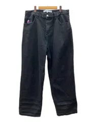 ポーラースケートカンパニー Polar Skate Co. BIG BOY Jeans ビッグ ボーイ ジーンズ ジップアップ スケーター ワイド バギー 黒 ロゴ デニム ブラック Lサイズ 104MB-557のサムネイル