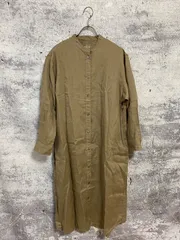 無印良品　バンドカラーリネンシャツロングワンピース