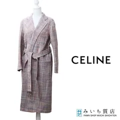 CELINE セリーヌ チェック柄 ツイード ロングコート  2 8S66 サイズ40 ベルト付き レディース アウター 26k493-1のサムネイル