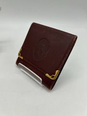 Cartier 名刺入れ ボルドー レザー ゴールド金具 カードケース - メルカリ