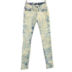 TRUE RELIGION トゥルーレリジョン クラッシュ加工 スキニーデニムパンツ W24 生成り ジーンズ ケミカル レディース 古着