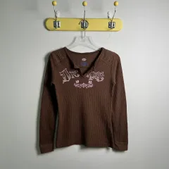 ディッキーズ ブラウン ヘンリーネック ゴージ 長袖 Tシャツのサムネイル