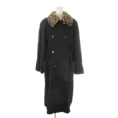 ミラショーン mila schon furs コート 42 黒 ブラック レオパード柄 ダブルブレスト 長袖 /MN37 ■GY18のサムネイル