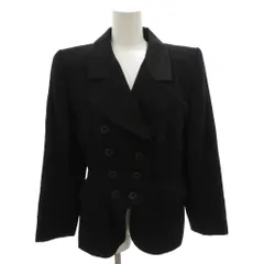 イヴサンローラン YVES SAINT LAURENT テーラードジャケット ブレザー ダブル ウール 総裏地 36 黒 ブラック /FF ■GY99のサムネイル
