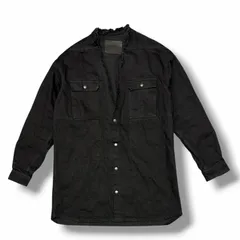 RICK OWENS DRKSHDW 22AW CUT OUT JUMBO OUTERSHIRT カットアウトジャンボアウターシャツ デニムジャケット リックオウエンス ダークシャドウ RR02B2705-HBLKJP ブラック L （15967M）のサムネイル