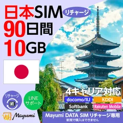 【チャージ専用】マユミ データSIM 追加チャージ 日本国内用 10GB/90日間有効 ドコモ・SoftBank・Rakuten Mobile・KDDI回線対応 プリペイド データ通信専用 SIMフリー端末対応 ※既存SIMご利用者様向け