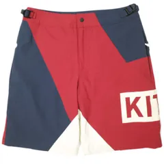 KITH NYC キスニューヨークシティ MADISON SHORT マディソンショーツ 28 Navy/Red/Off White ロゴ ナイロン ショートパンツ ボトムス g26750のサムネイル