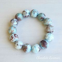 鑑別書付】希少 チョコラリマー 約 7mmブレスレット 癒しのお守り 891