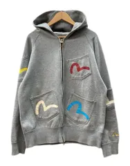 エヴィス EVISU Multi Pocket ZipUp Parka マルチ ポケット ジップアップ パーカー カモメ フーディー 裏起毛 灰 サイズ40 パーカ ロゴ グレー 104MT-3232のサムネイル