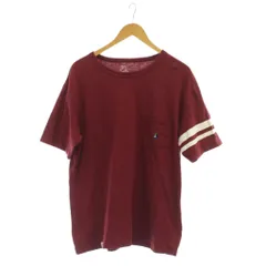 桃太郎ジーンズ MOMOTARO JEANS Tシャツ XL ボルドー 半袖 ライン入り ラウンドネック キャラクター刺繍/JPのサムネイル