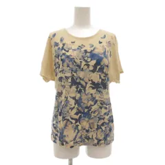 スキャパ SCAPA カットソー 麻 リネン 38 ベージュ ブルー系 花柄 半袖 ラウンドネック /UOのサムネイル