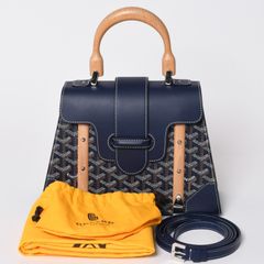 新品同様 GOYARD ゴヤールサイゴンPM 2WAYショルダーバッグ ハンドバッグ ゴヤールディンキャンバス ネイビー ウッド 4a002474