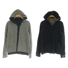 エムケーミッシェルクランオム MK MICHEL KLEIN HOMME リバーリブルパーカー カーディガン ボーダー 46 ネイビー /MY ■OS ■GY66のサムネイル