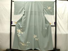 蒼依 様専用】付下げ 草花柄（藤 アヤメ 菖蒲）落款 家紋なし 身丈