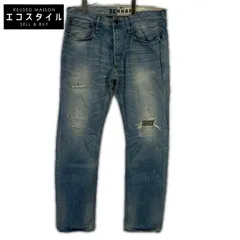 DENHAM　デンハム　ブルー ボタンフライ 日本製 ダメージデニムパンツ　W36　L32のサムネイル