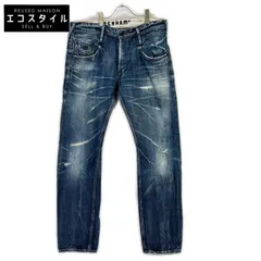 DENHAM　デンハム　ブルー CUTTER+ SLIM FIT ロゴ刺繍 セルビッチ デニム パンツ　W34 L34のサムネイル