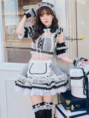 Malymoon パフスリーブデニムドールメイド《ハロウィンコスプレ9点