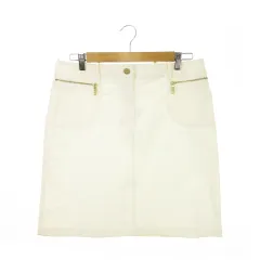セリーヌ CELINE タイトスカート ミニ ジップフライ ストレッチ ゴールド金具 大きいサイズ 42 15 白 ホワイト /MN22 ■GY19のサムネイル