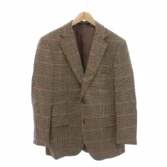 ダックス DAKS テーラードジャケット AB5 千鳥格子 カシミヤ 長袖 シングル 茶 ブラウン /NU ■GY61