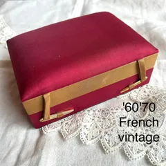 109フランスビンテージ Aire-coutureParis赤布張りジュエリーボックス エールクチュールパリ 宝石箱ワインレッド指輪ケースのサムネイル