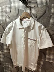 福岡出品  THOM BROWNE 半袖ポロシャツ トムブラウン 2 コットン ホワイト レッド ブルー MJP060A-01454100 FKのサムネイル
