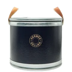 エルメス サドルボックス 馬具缶 収納BOX ネイビー シルバー レザー メタル リサイクル段ボール レディース HERMES【243-73745】のサムネイル