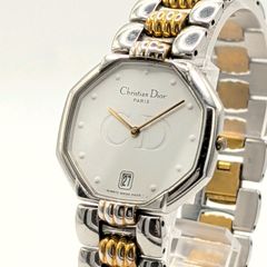 Christian Dior Watch D45-204-1 Quartz Ladies Octagon Gold Silver