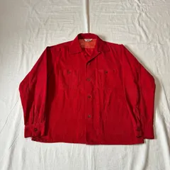 50s 60s FRUIT OF THE LOOM フルーツ・オブ・ザ・ルーム 長袖シャツ コーデュロイ レッド M表記のサムネイル