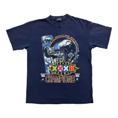 90s USA製 DENVER BRONCOS SUPER BOWL XXXII CHAMPIONS Tシャツ XL ネイビー NFL ブロンコス ヴィンテージ 古着