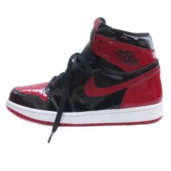 ナイキ NIKE ジョーダン1 レトロ ハイ スニーカー 27cm PATENT BRED ブラック レッド 555088-063 ☆AA★