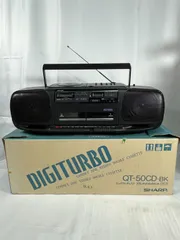ジャンク品　SHARP シャープ　コンパクトディスク　ステレオダブルカセット　DIGITURBO　QT-50CD-BK　91194561　日本製　ラジカセ　ラジオ　カセットデッキ　カセットテープ　カセット　CD　音楽　音響　昭和レトロ　昭和　レトロのサムネイル