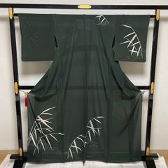 新品 正絹 絽 訪問着 仮絵羽 深緑色 松葉文様 夏着物 未仕立て - メルカリ