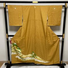 洗えるカジュアル着物 袷着物 化繊 きもの 連獅子 - メルカリ