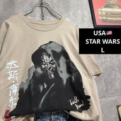 스타워즈 티셔츠 다스몰 L 베이지 한자 수묵화풍 일본 무늬 영화