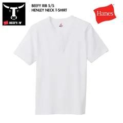 ［定番］Hanes ヘインズ HM1T103 BEEFY リブ ヘンリーネック Tシャツ ビーフィー メンズ アメリカコットン 10ホワイト XLのサムネイル