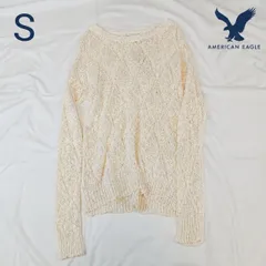 AMERICAN EAGLE OUTFITTERS ニット S 白 透かし編み 長袖 コットン100％ タグ付き新品 DEC-0269のサムネイル