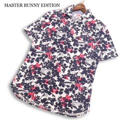 マスターバニー ゴルフ ポロシャツ 花柄 総ピンク 4サイズ 半袖 スリム