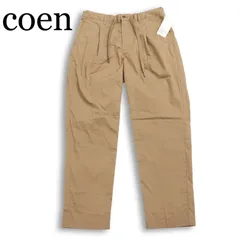【新品 未使用】 coen コーエン 通年★ ストレッチ ツイル タック チノ イージー テーパード パンツ Sz.M メンズ ベージュのサムネイル