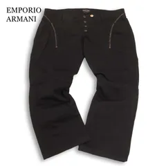 美品★ EMPORIO ARMANI エンポリオ アルマーニ Jude:Sexy Fit★ ジップ デザイン ピケ パンツ 大きいサイズ Sz.56 メンズ 黒のサムネイル