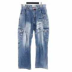 ピコ PIKO VINTAGE PIKO HAWAIIAN BAGGY CARGO PANTS デニムカーゴパンツ ジーンズ L ブルー 青のサムネイル