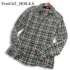 FranCisT_MOR.K.S. フランシストモークス 通年 スカル スワロ★ フック釦 長袖 ウエスタン チェック シャツ Sz.4 メンズのサムネイル