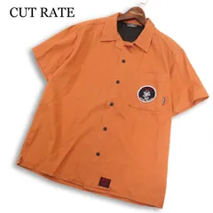 CUT RATE カットレイト 春夏 刺繍&ワッペン★ ツイル 半袖 オープンカラー ワーク シャツ 日本製 Sz.L メンズのサムネイル