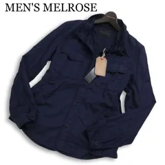 【新品 未使用】 MEN'S MELROSE メンズメルローズ 春夏★ 麻 リネン ウォッシュ加工 フィールド ジャケット Sz.4 メンズ 紺のサムネイル