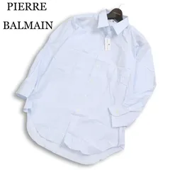 【新品 未使用】 PIERRE BALMAIN ピエール バルマン CHOYA 通年★ 長袖 高級 ドビー ストライプ ワイシャツ Sz.40-76 メンズのサムネイル