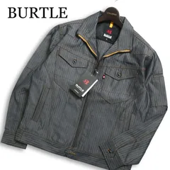【新品 未使用】 BURTLE バートル 通年★ ヘリンボーン デニム ジップ ワーク ジャケット ブルゾン Sz.L メンズ インディゴのサムネイル