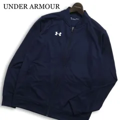 UNDER ARMOUR アンダーアーマー 通年★ ジャージ ジップ ロゴ刺繍 トレーニングウェア トラックジャケット Sz.L メンズ 紺のサムネイル