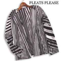 PLEATS PLEASE プリーツプリーズ イッセイミヤケ 総柄♪ プリーツ ボタンレス カーディガン ジャケット Sz.3 レディースのサムネイル