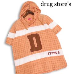 Drugstore's Spring/Summer Logo Short-Sleeve Big Silhouette Seersucker Check Hoodie (Size F) - Women's
